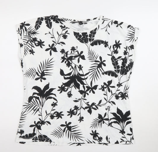 Dorothy Perkins Women’s White Floral Cotton T-Shirt UK 18