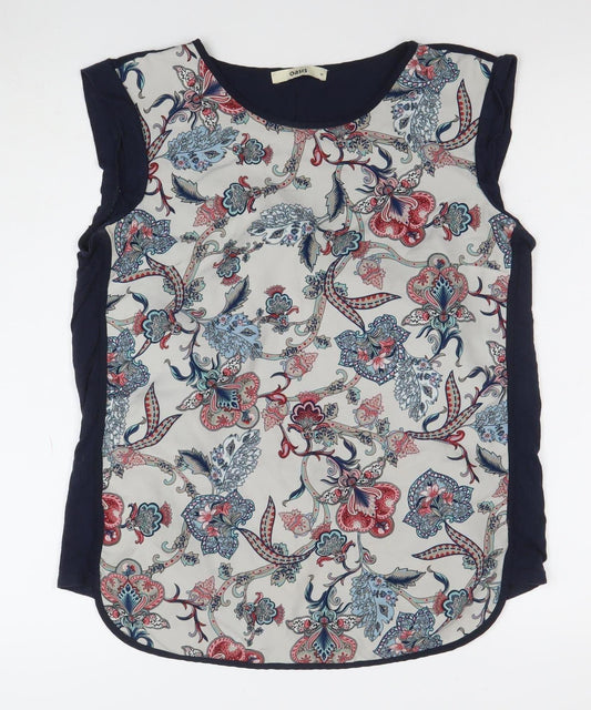 Oasis Womens Multicoloured Floral Sleeveless Tunic Blouse M