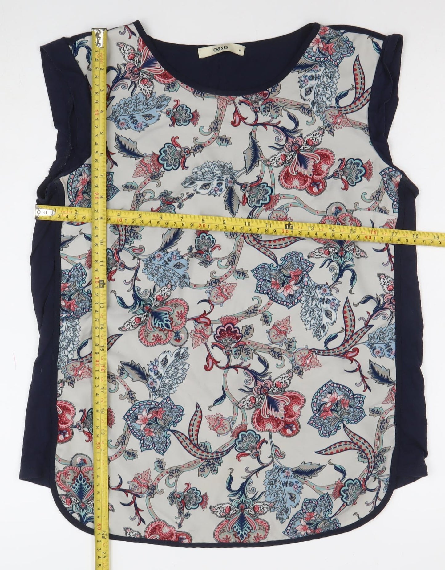 Oasis Womens Multicoloured Floral Sleeveless Tunic Blouse M