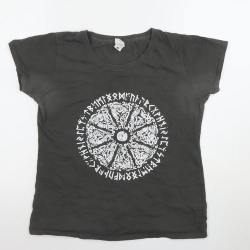 Fruit of the Loom Womens Black Graphic Cotton T-Shirt M