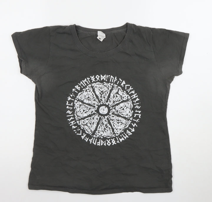 Fruit of the Loom Womens Black Graphic Cotton T-Shirt M