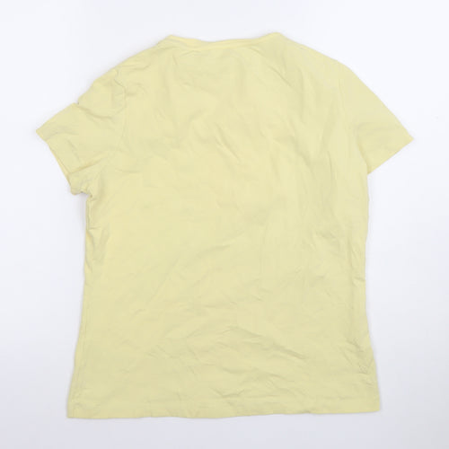 Savida Women Yellow Beaded Cotton Jersey T-Shirt Size S