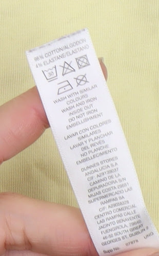 Savida Women Yellow Beaded Cotton Jersey T-Shirt Size S