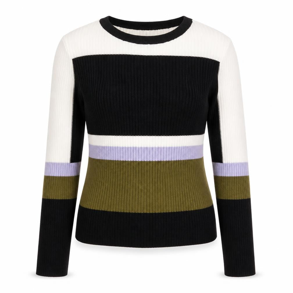 Front view of H&M Divided Women's Multicoloured Knit Long Sleeve Top M