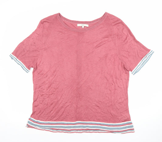 Next Women Pink Crew Neck Short Sleeve Knit T-Shirt Size 20