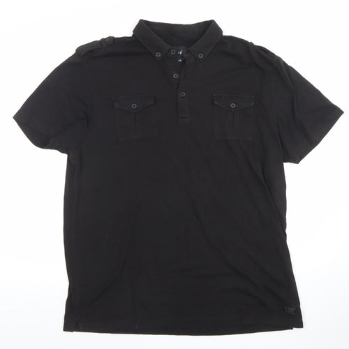Firetrap Men’s Black 2XL Short Sleeve Cotton Blend Polo Shirt