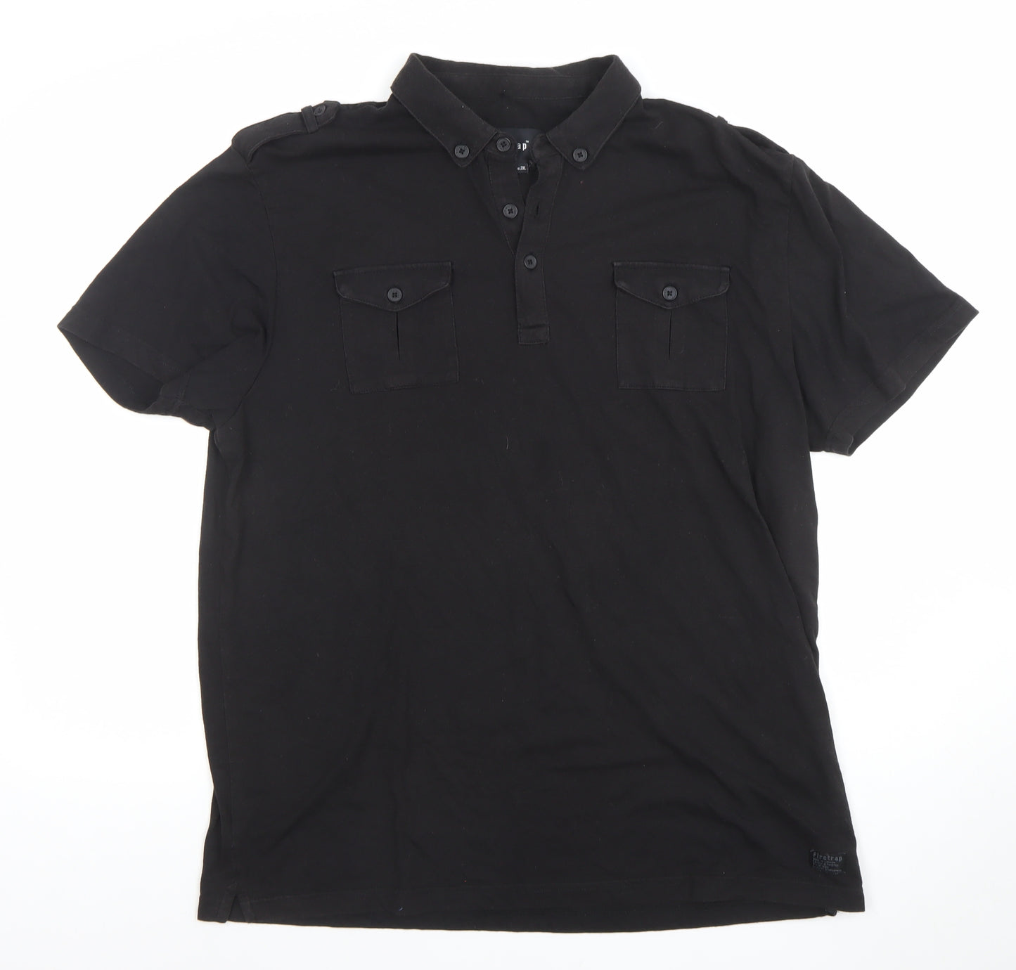 Firetrap Men’s Black 2XL Short Sleeve Cotton Blend Polo Shirt