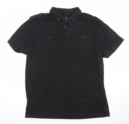 Firetrap Men’s Black 2XL Short Sleeve Cotton Blend Polo Shirt