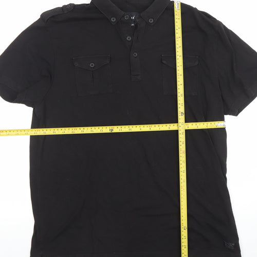 Firetrap Men’s Black 2XL Short Sleeve Cotton Blend Polo Shirt