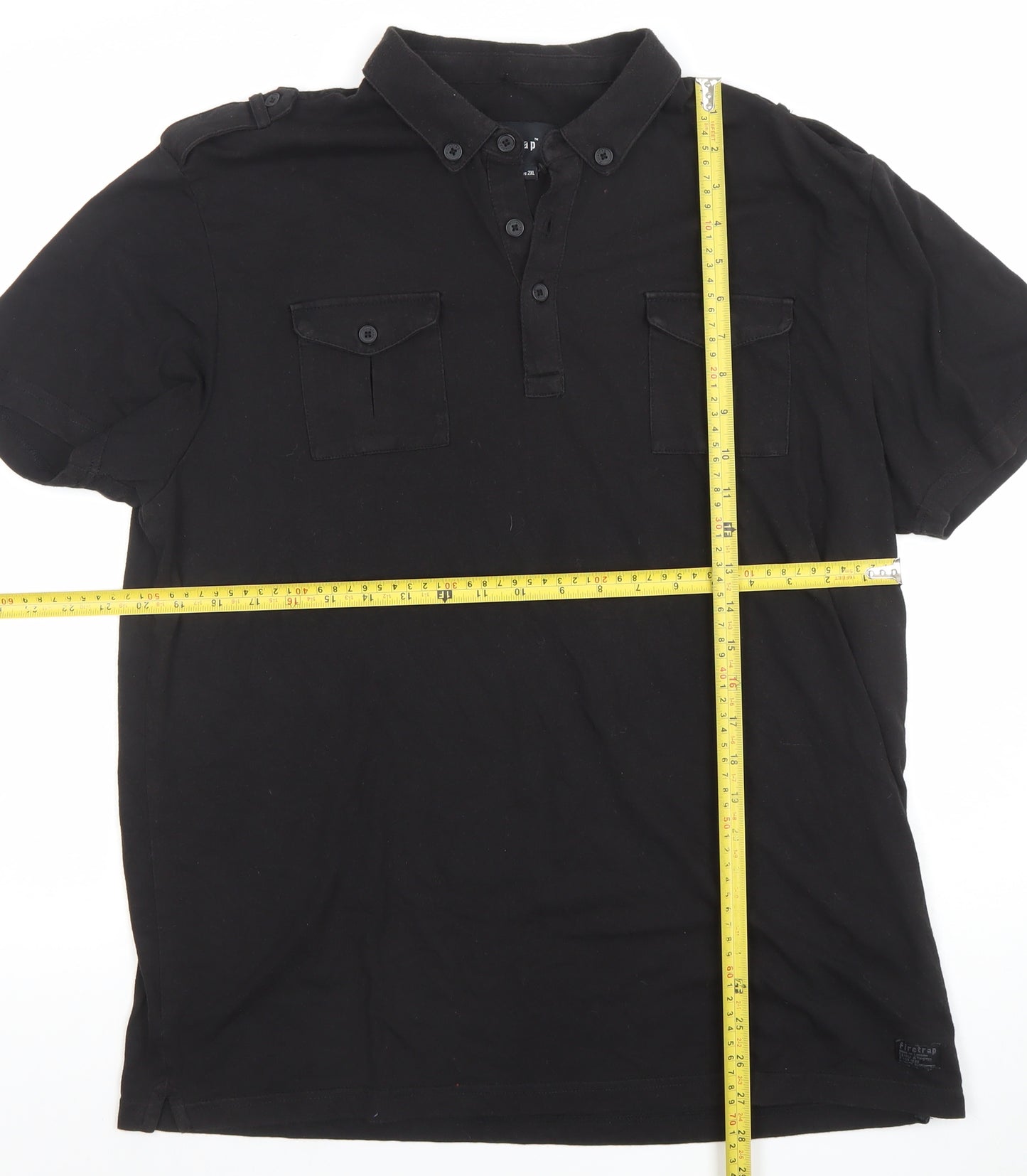 Firetrap Men’s Black 2XL Short Sleeve Cotton Blend Polo Shirt