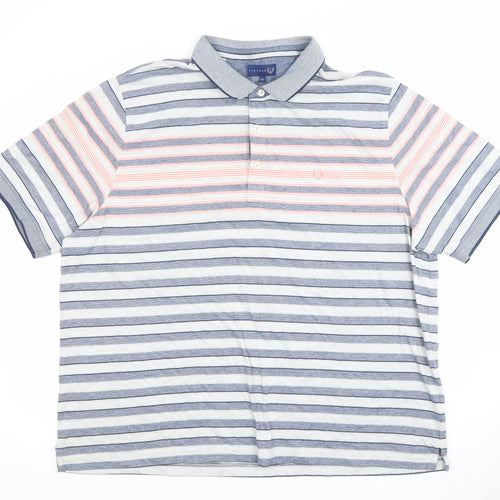 Lincoln Men’s Blue Striped 3XL Cotton Blend Short Sleeve Polo Shirt