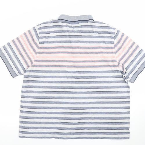 Lincoln Men’s Blue Striped 3XL Cotton Blend Short Sleeve Polo Shirt