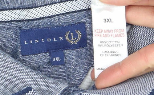 Lincoln Men’s Blue Striped 3XL Cotton Blend Short Sleeve Polo Shirt