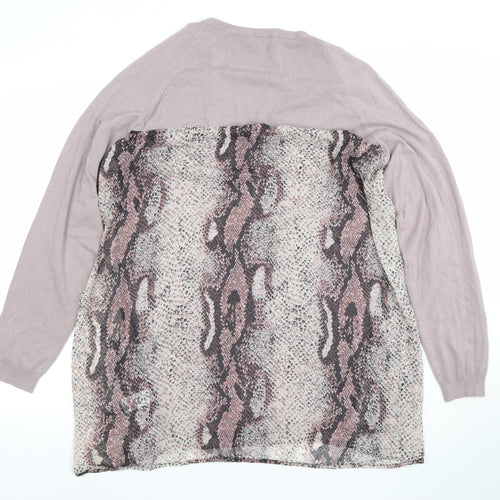 F&F Women’s Purple Snake Print Long Sleeve Tunic Top Size 18