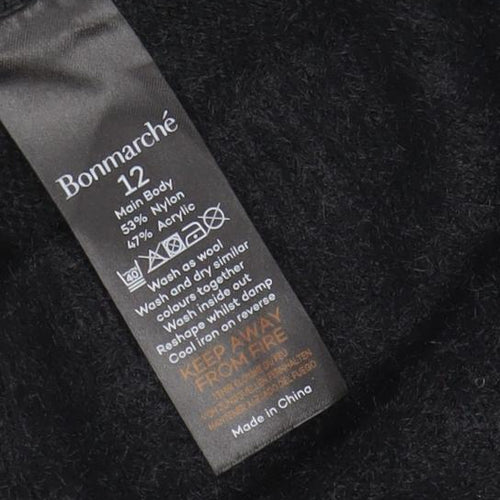 Bonmarché Women's Black Rhinestone Crew Neck Long Sleeve Jumper Size 12