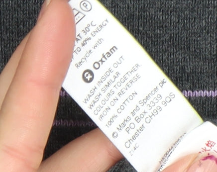 Marks and Spencer Blue Harbour Men's Grey Striped Cotton Crew Neck Jumper L