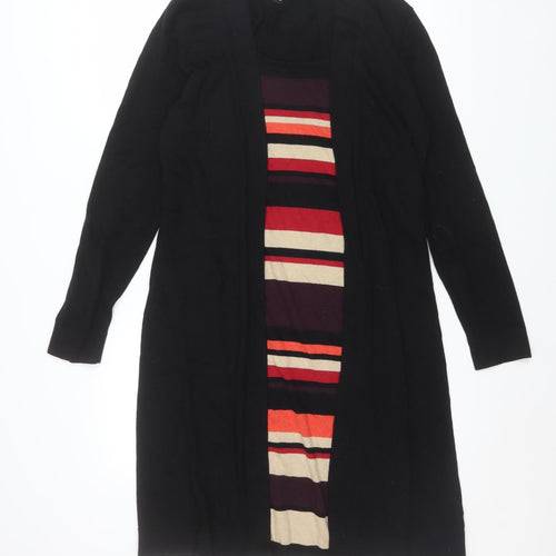 Pomodoro Women’s Black Striped Knit Jumper Dress Size 14