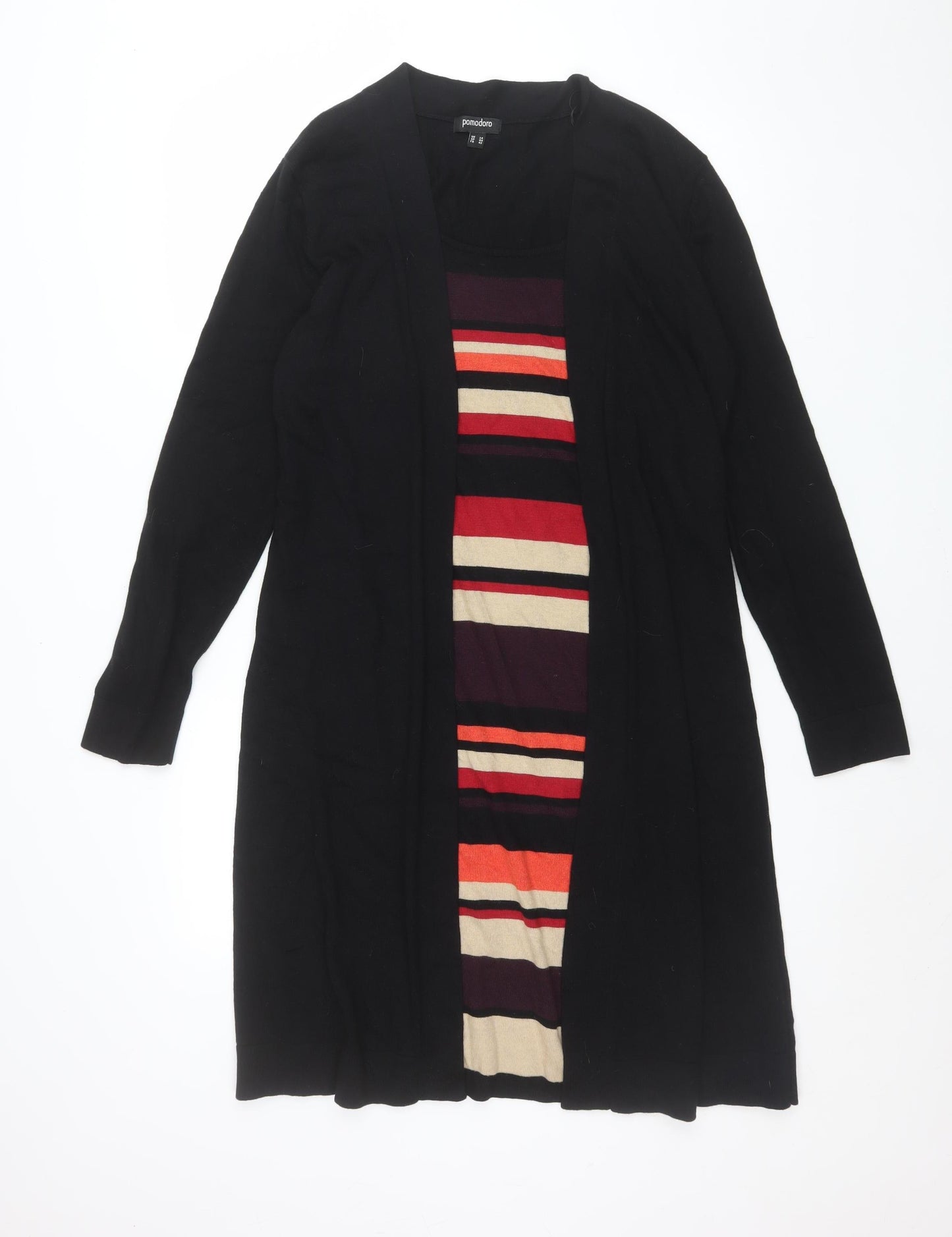 Pomodoro Women’s Black Striped Knit Jumper Dress Size 14