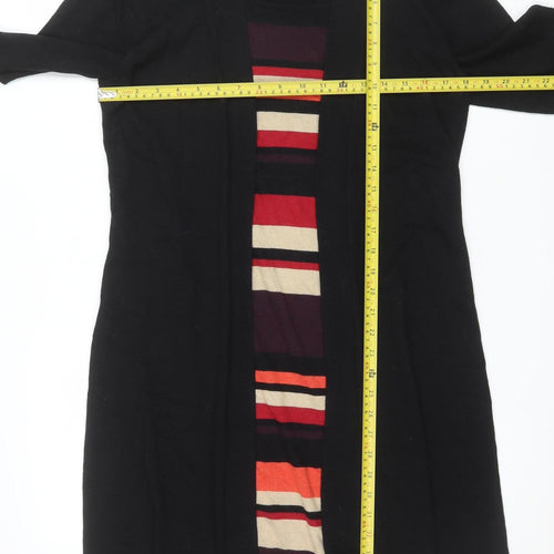 Pomodoro Women’s Black Striped Knit Jumper Dress Size 14
