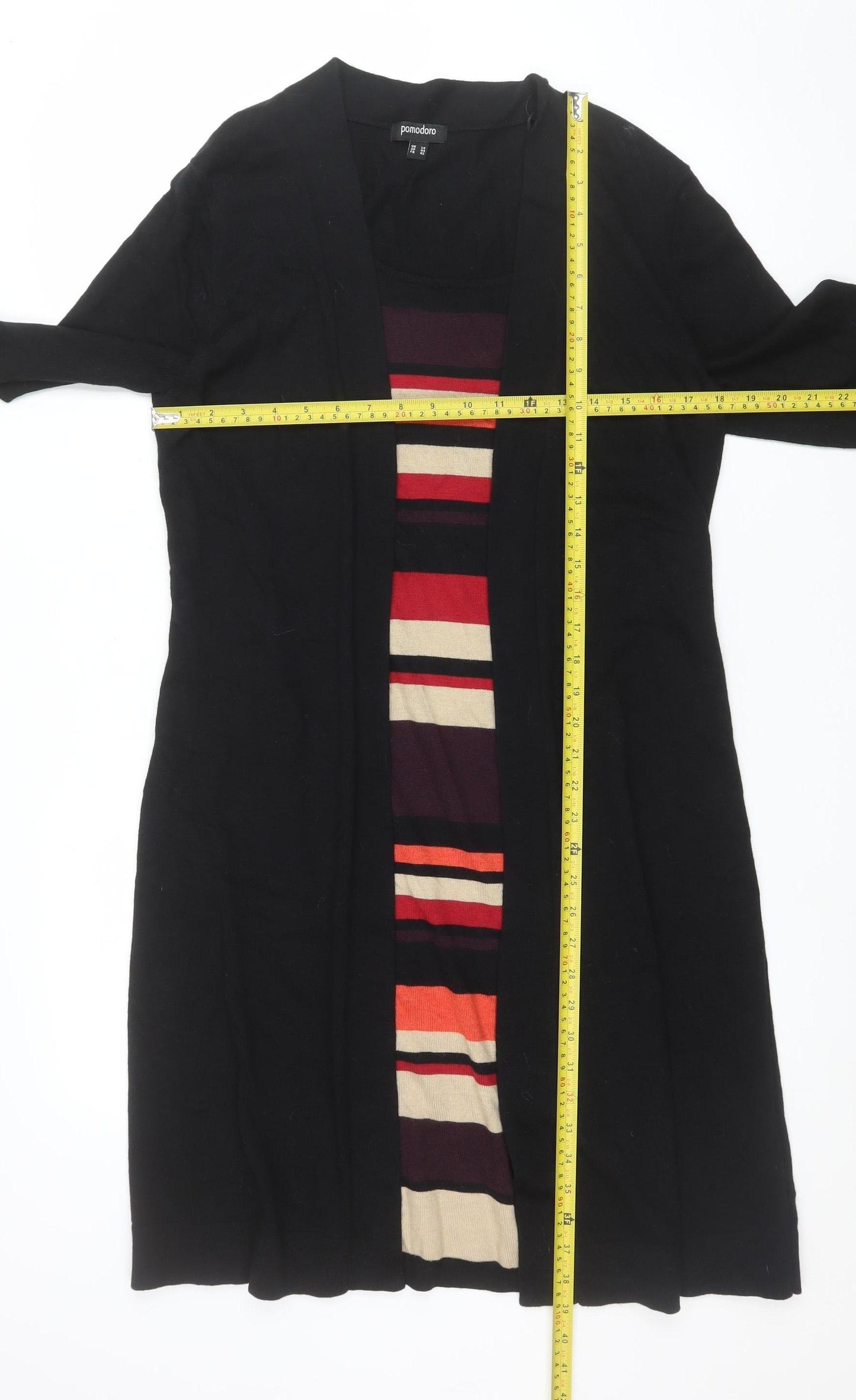 Pomodoro Women’s Black Striped Knit Jumper Dress Size 14