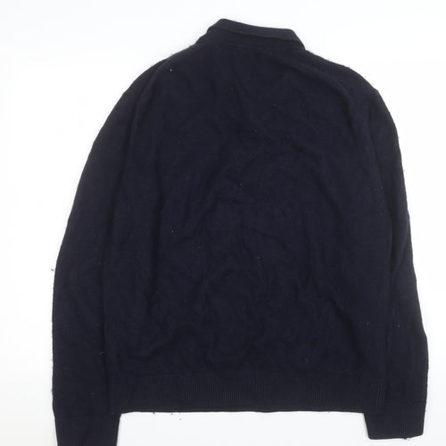 Abercrombie & Fitch Men’s Blue Cotton Merino Long Sleeve Polo L