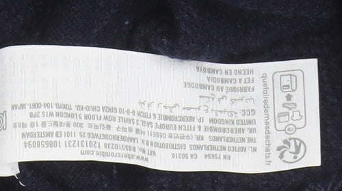 Abercrombie & Fitch Men’s Blue Cotton Merino Long Sleeve Polo L