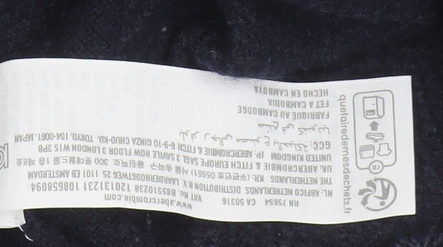 Abercrombie & Fitch Men’s Blue Cotton Merino Long Sleeve Polo L