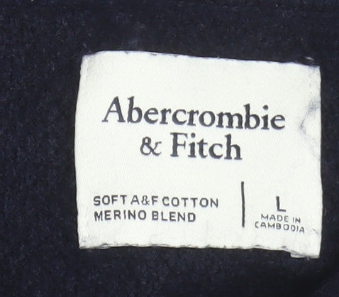 Abercrombie & Fitch Men’s Blue Cotton Merino Long Sleeve Polo L