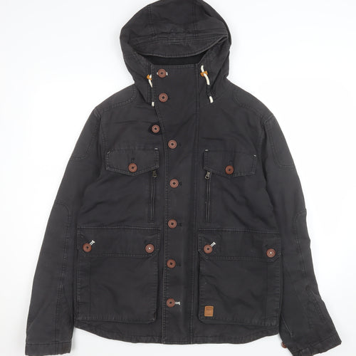 Next Men's Black Hooded Cotton Parka Jacket Size M Casual