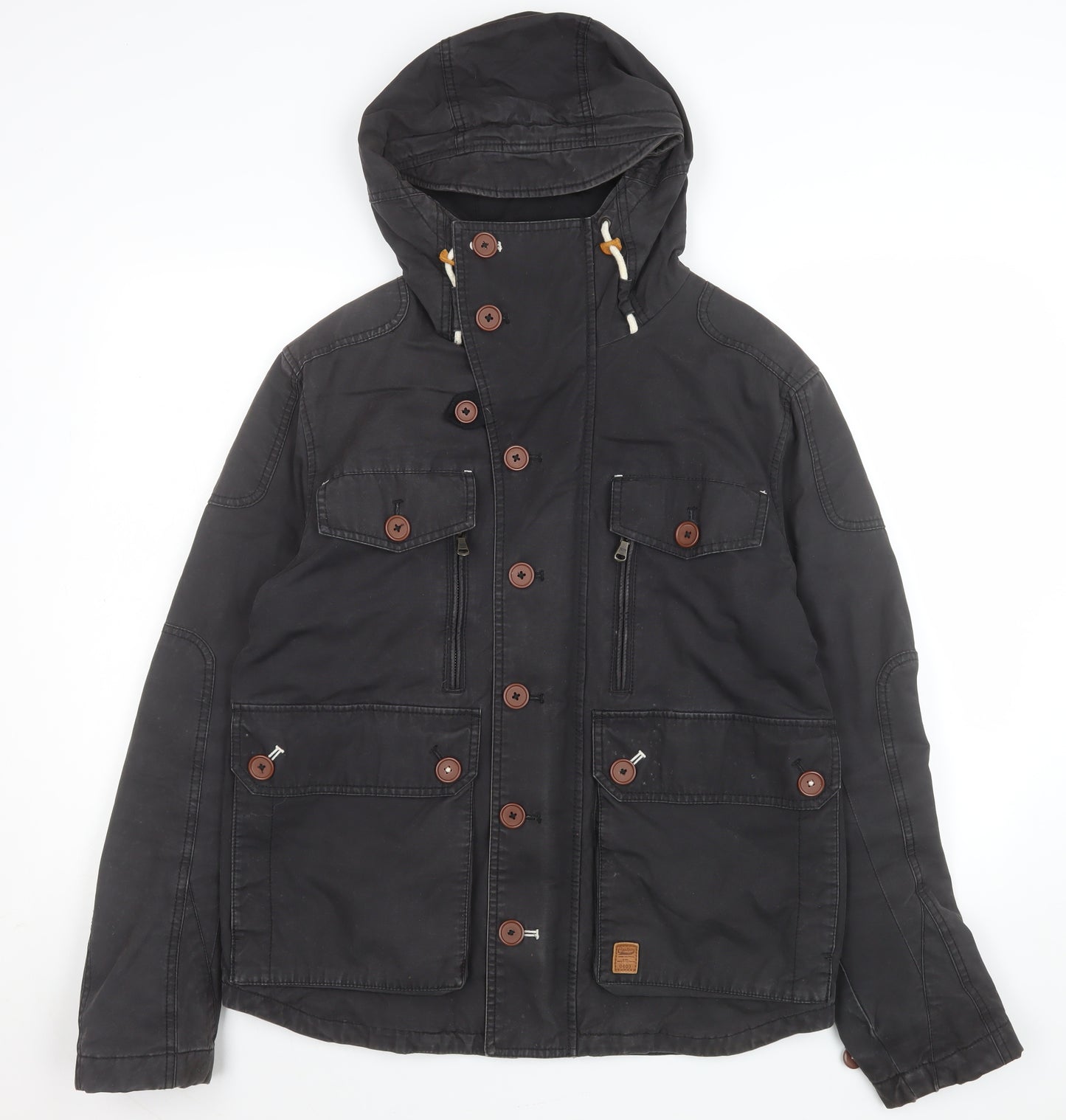 Next Men's Black Hooded Cotton Parka Jacket Size M Casual