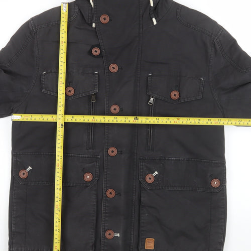 Next Men's Black Hooded Cotton Parka Jacket Size M Casual