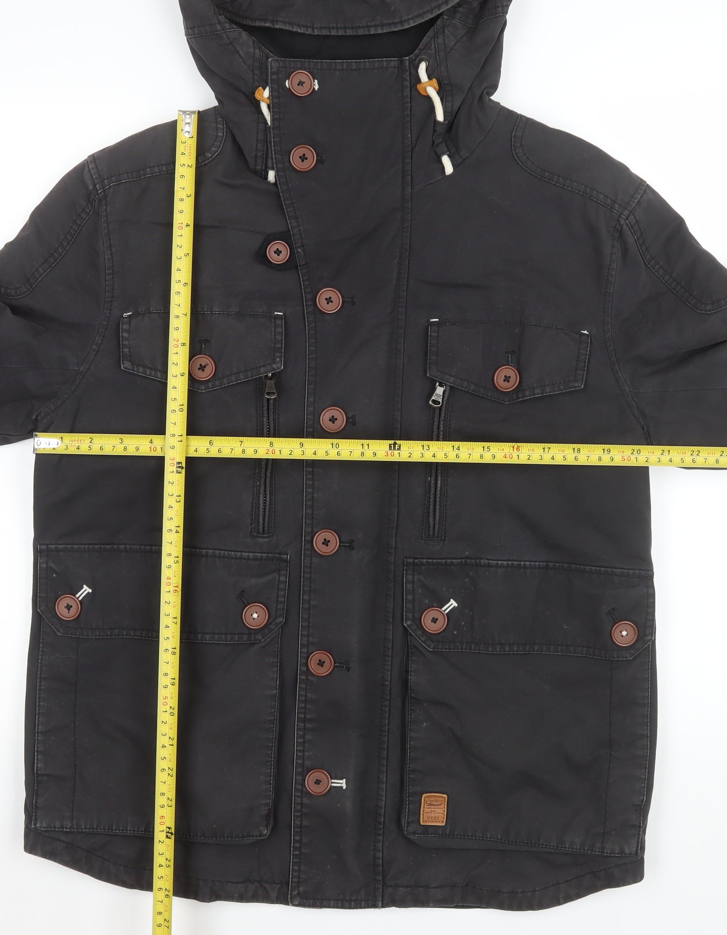 Next Men's Black Hooded Cotton Parka Jacket Size M Casual