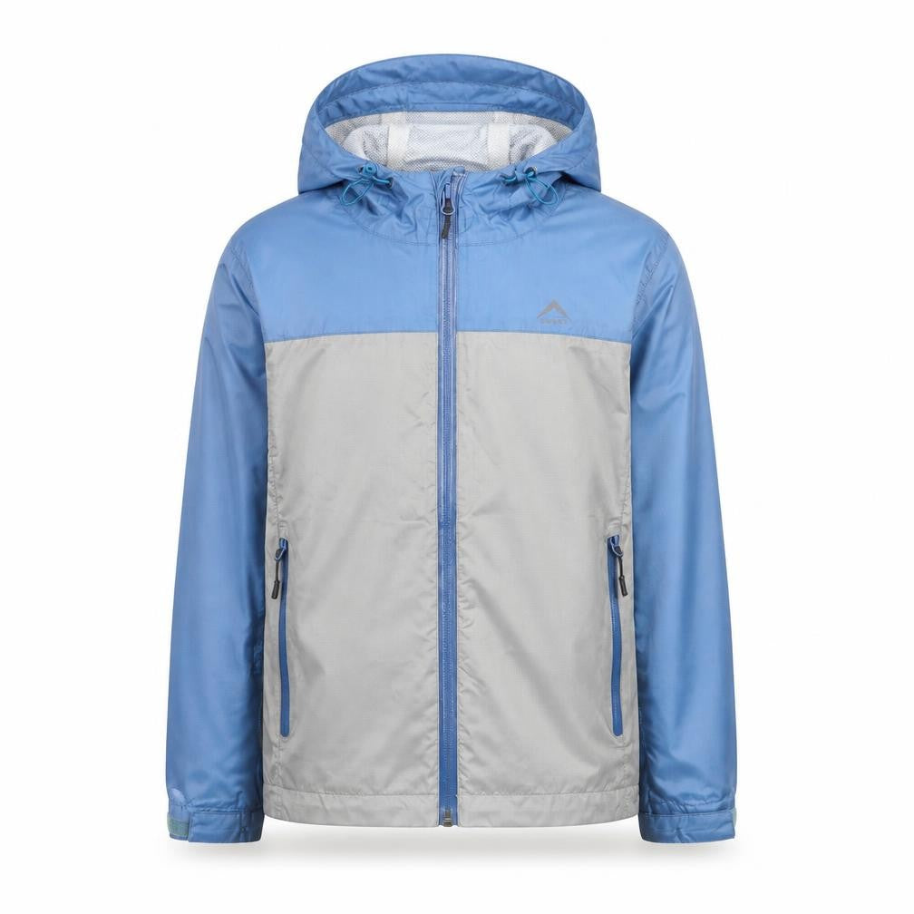K-Way Boys Blue Grey Windbreaker Jacket 9-10 Years Hooded Lightweight