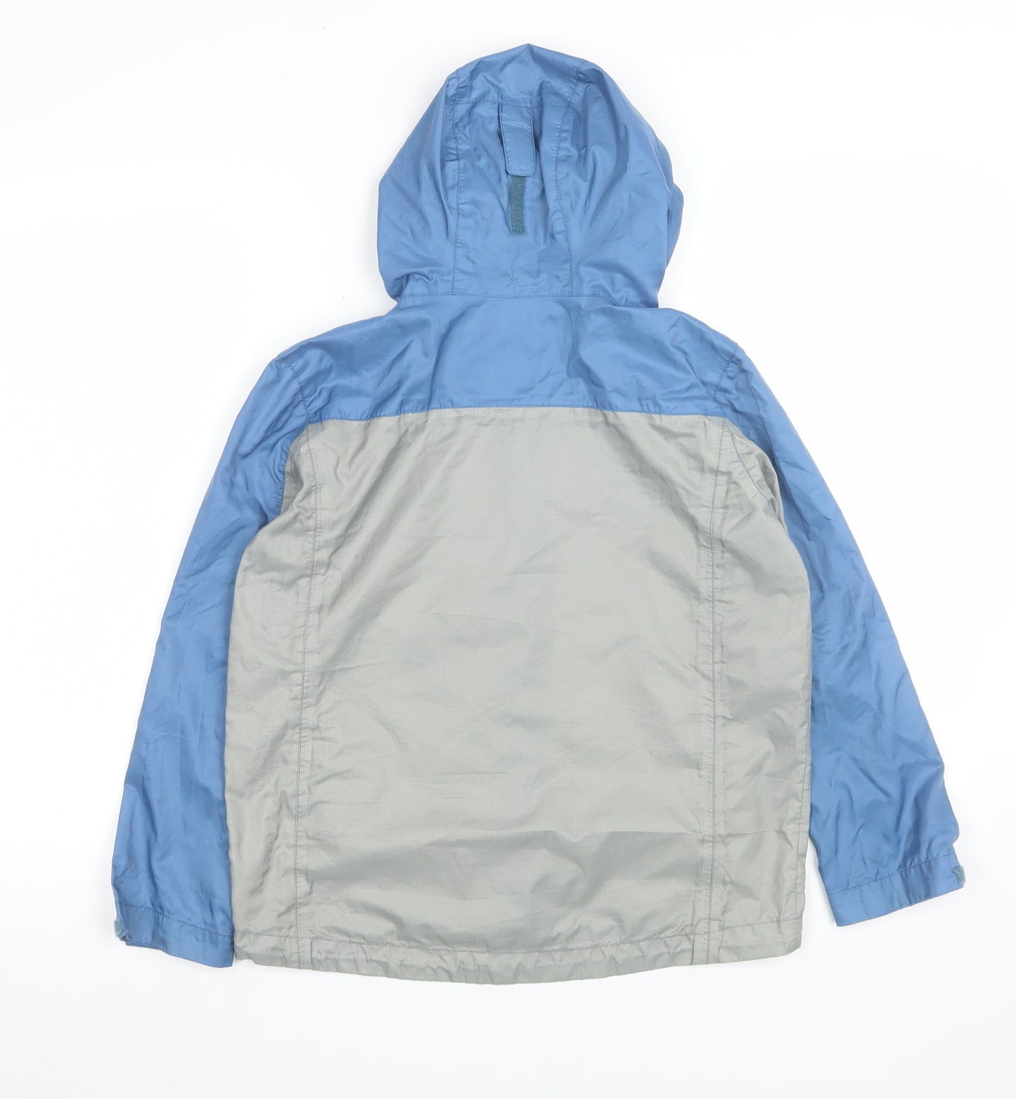 K-Way Boys Blue Grey Windbreaker Jacket 9-10 Years Hooded Lightweight