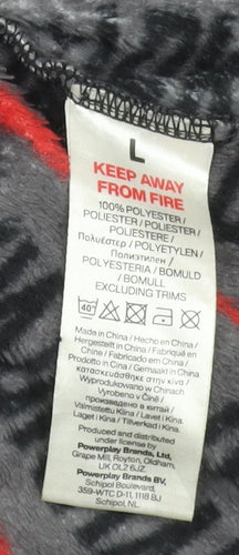 DKNY Men's Grey Black Red Fleece Robe L Belted Lightweight Striped