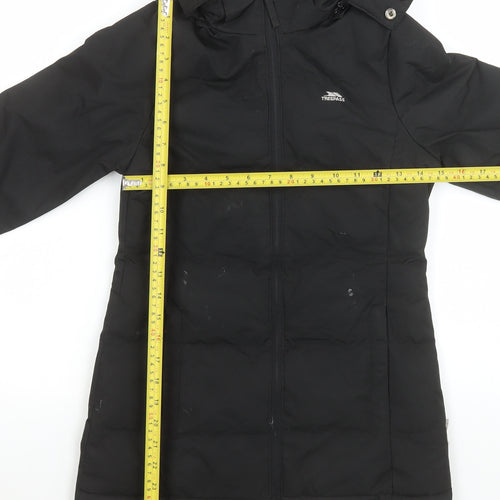 Trespass Girls Black Waterproof Hooded Long Puffer Coat 5-6 Years