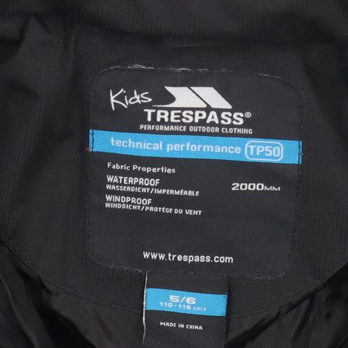 Trespass Girls Black Waterproof Hooded Long Puffer Coat 5-6 Years
