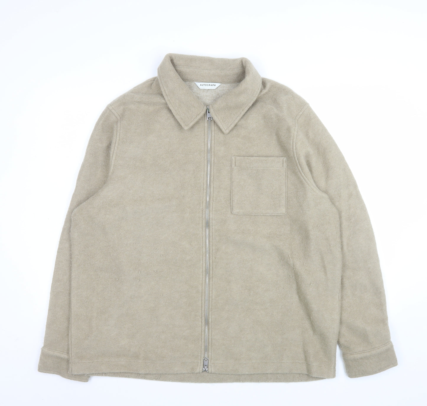 Marks and Spencer Men’s Beige Wool Blend Full Zip Jacket XL