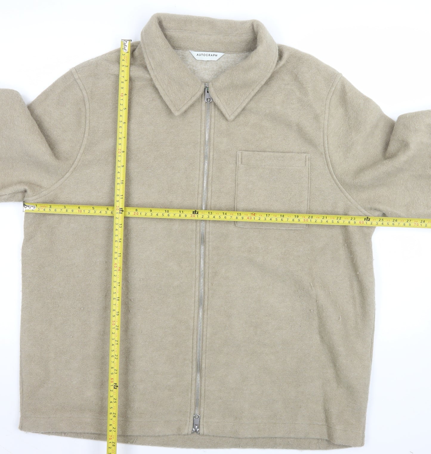 Marks and Spencer Men’s Beige Wool Blend Full Zip Jacket XL