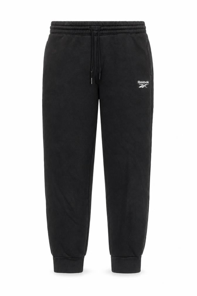 Front view of Reebok Men's Black Jogger Sweatpants Small Regular Fit Fleece