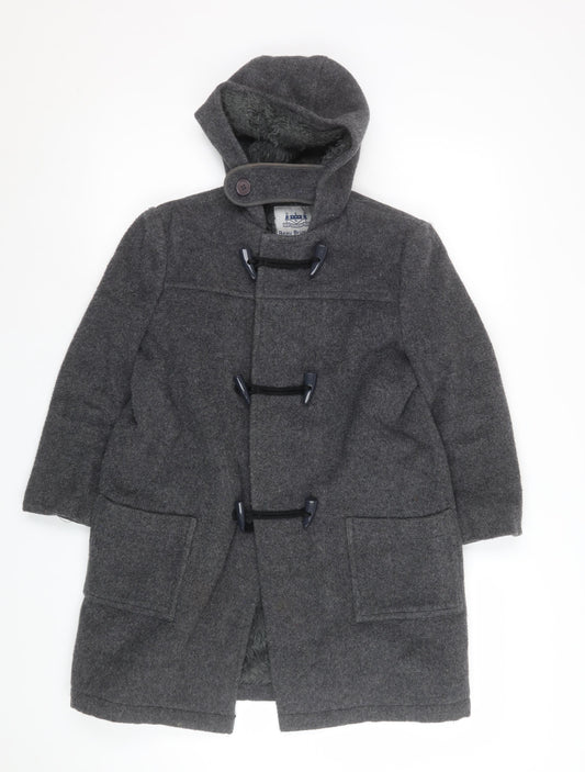 Beau Brummel Boys Grey Wool Duffle Coat Age 8 Hooded Winter Outerwear