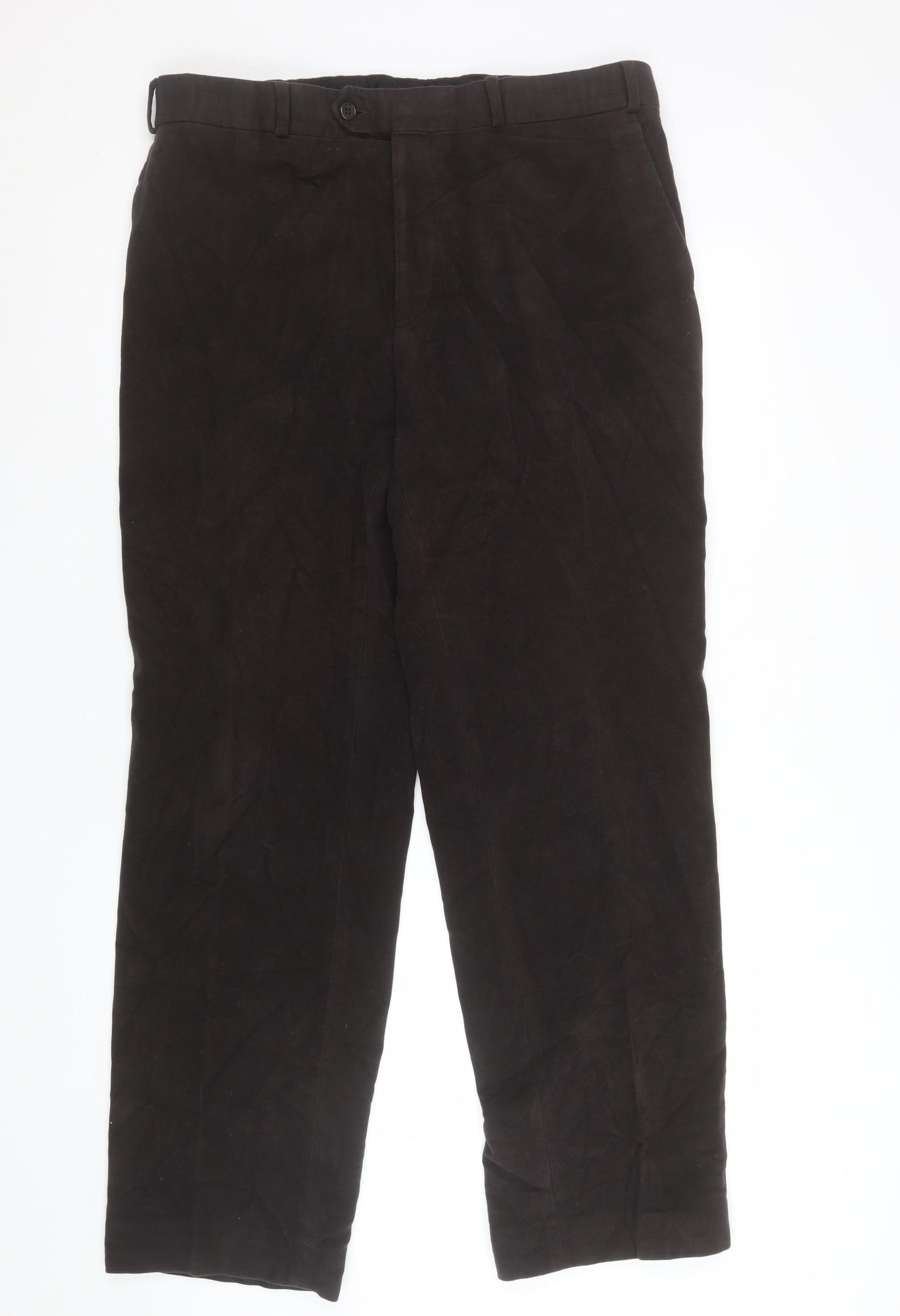 Balmain Men's Brown Cotton Straight Leg Trousers 36W 32L