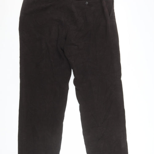 Balmain Men's Brown Cotton Straight Leg Trousers 36W 32L
