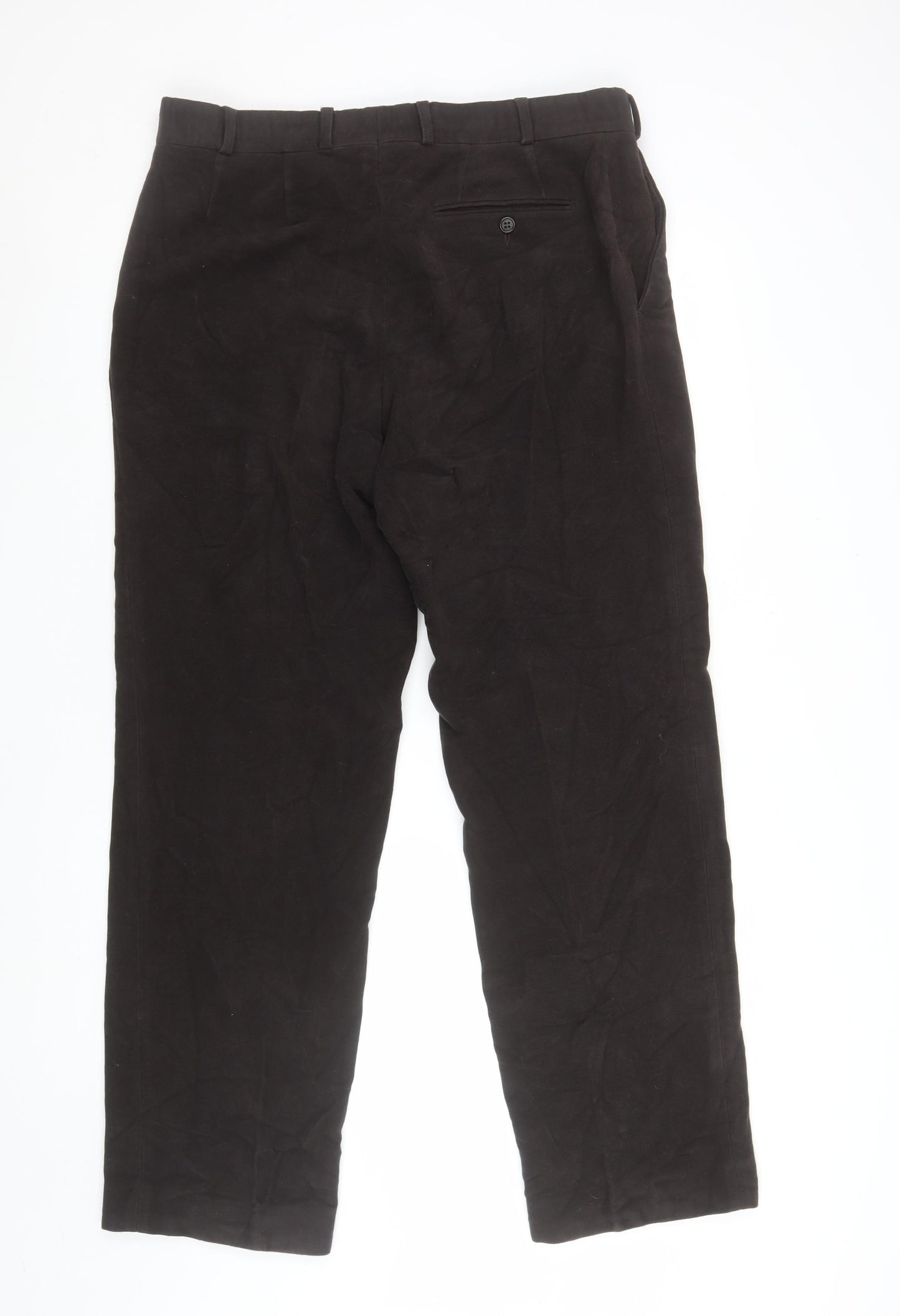 Balmain Men's Brown Cotton Straight Leg Trousers 36W 32L