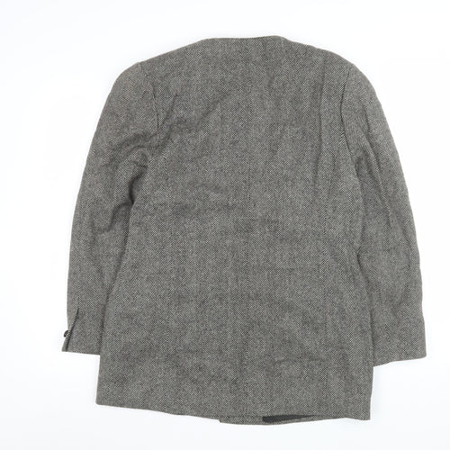 Planet Women Grey Wool Herringbone Long Blazer Jacket Size 14