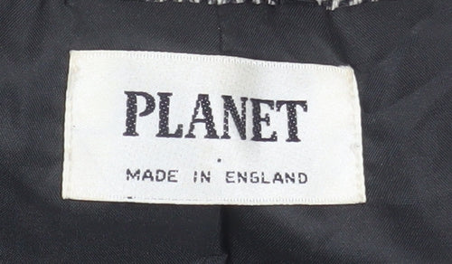 Planet Women Grey Wool Herringbone Long Blazer Jacket Size 14