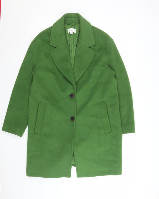 Marks and Spencer Womens Green Wool Look Overcoat Size 12