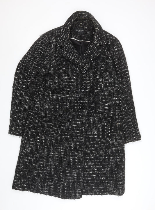 Debenhams Women’s Black Wool Blend Mid-Length Coat Size 18