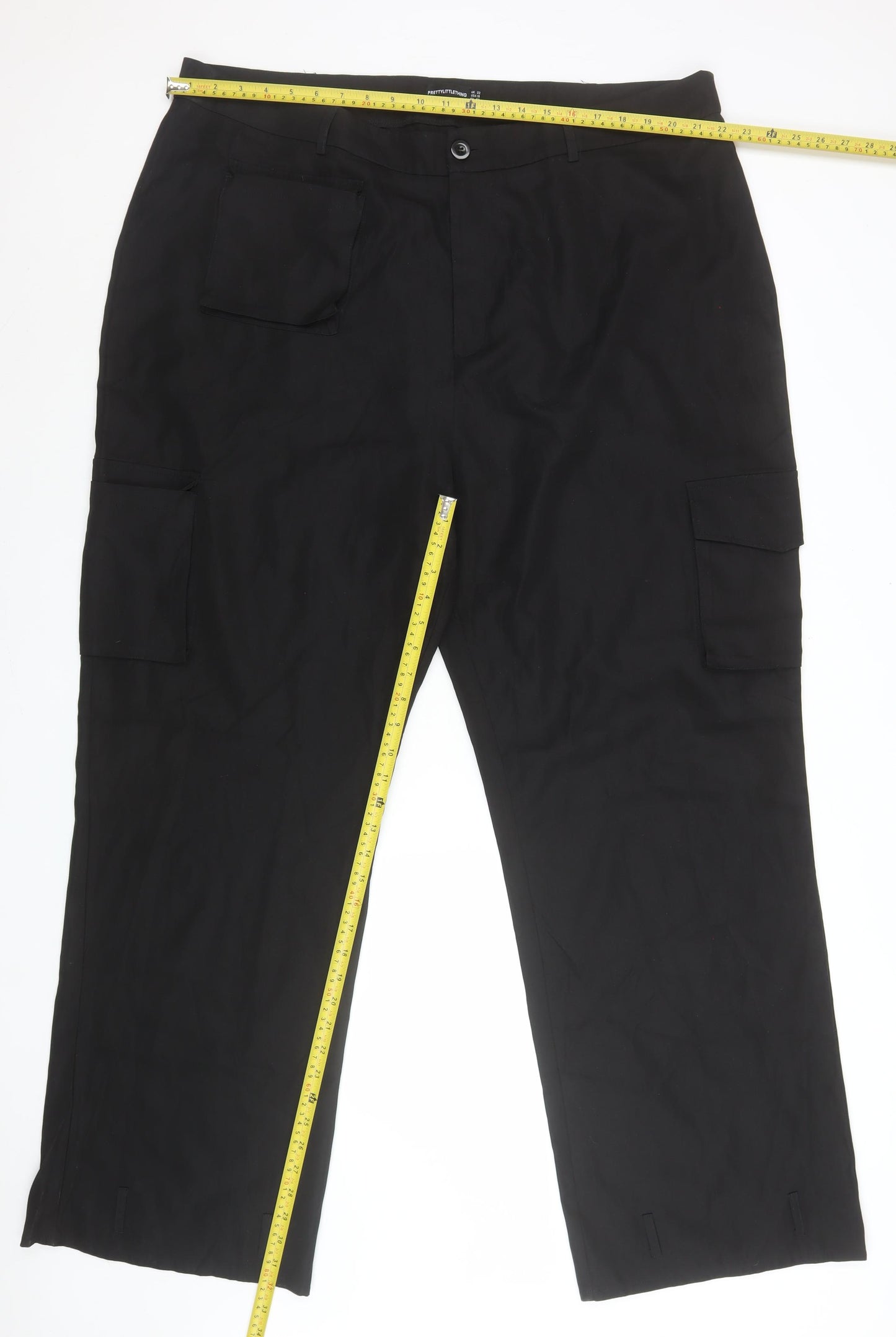 PrettyLittleThing Women Black Size 22 Cargo Trousers Polyester