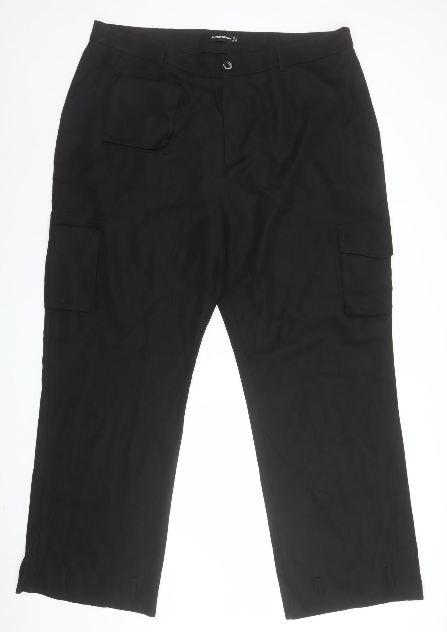 PrettyLittleThing Women Black Size 22 Cargo Trousers Polyester